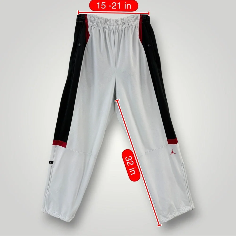 Jordan Mens Large Track Pants White Black Red Jumpman Snap Leg Zip Athletic
